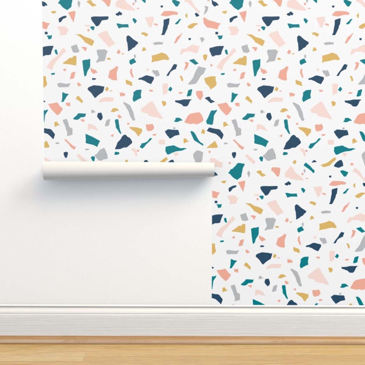 Modern Terrazzo Earthtones Neutral Speckle Trend Gender Whimsical Custom Removable Wallpaper by Spoonflower Peel & Stick Wallpaper 2FT Wide